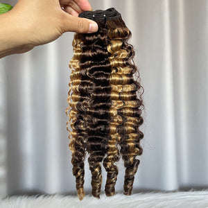 SDD Burmese Curl Human Hair Bundles Color P4/27 Double Drawn