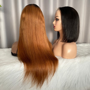 4x4 Closure Wig Straight Human Hair Color T1b/30