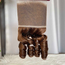 SDD Bouncy Curls Human Hair Bundles with Lace Frontal Brown Hair
