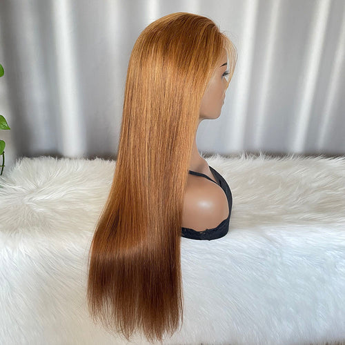 4x4 Closure Wig Straight Human Hair Lace Wigs Color 30