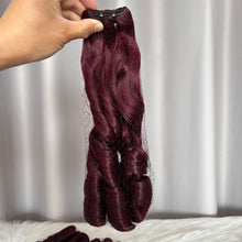 SDD Bouncy Curls Human Hair Bundles with Lace Frontal 99J Hair