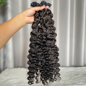 K Tip Hair Extensions Burmese Curly Human Hair 100 gram