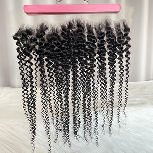 13x4 Frontal Kinky Curly Human Hair Lace Frontal Natural Color