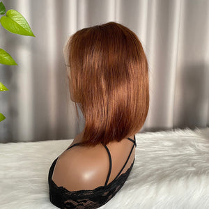 Bob 13x4 Frontal Wig Straight Brown Color #4 100% Human Hair