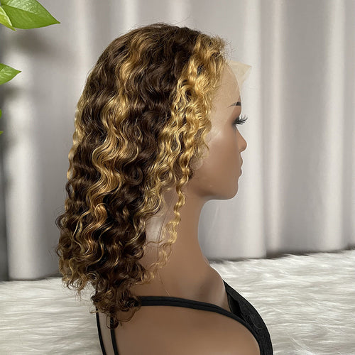 Bob 13x4 Lace Frontal Wig Deep Wave P4/27 100% Human Hair