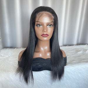4x4 Closure Wig Straight Human Hair Lace Wigs Natural Color