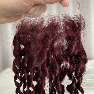 12A Pixie Curly Hair Double Drawn Color 99J Burgundy