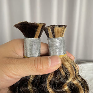 Bulk Hair Extensions for Braiding Hair Deep Wave P4/27 Human Hair