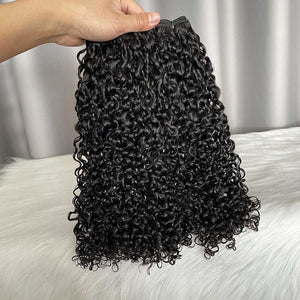 Pixie Water Curl Human Hair Bundles with Closure Frontal SDD Double Drawn