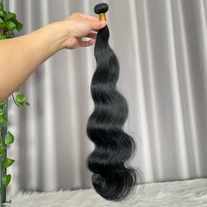 Jet Black Body Wave Human Hair Bundles 12A Double Drawn