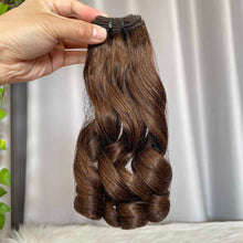 SDD Bouncy Curls Human Hair Bundles with Lace Frontal Brown Hair