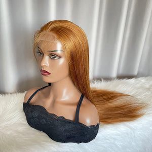 4x4 Closure Wig Straight Human Hair Lace Wigs Color 30