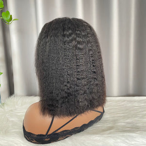 Kinky Straight Bob Wig Human Hair 13x4 Frontal Lace Wigs