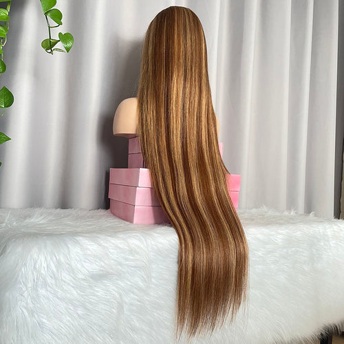 HD 13x4 Frontal Wig Straight Human Hair Lace Wigs Color p4/27
