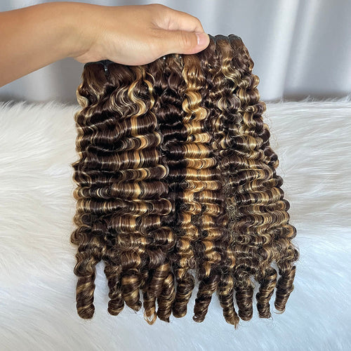 SDD Burmese Curl Human Hair Bundles Color P4/27 Double Drawn