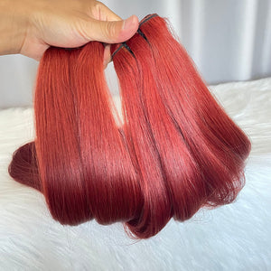 SDD Human Hair Bundles with 5x5 Closure Straight Double Drawn Hair Color 33