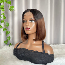 Kim K 2x6 Bob Wig Straight Human Hair Lace Wig Blunt Cut Brown Hair