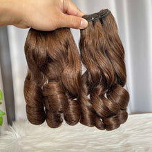 SDD Bouncy Curls Human Hair Bundles with Lace Frontal Brown Hair