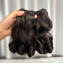 SDD Bouncy Curl Human Hair Bundles with Closure Frontal  Color #2 Double Drawn Hair