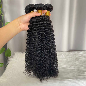 9A Kinky Curly Hair Bundles Natural Color Virgin Human Hair Weft Free Shipping