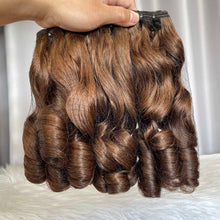 SDD Bouncy Curls Human Hair Bundles with Lace Frontal Brown Hair