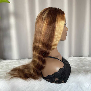 V Part Wig Body Wave Color P4/27 Human Hair Glueless Wig