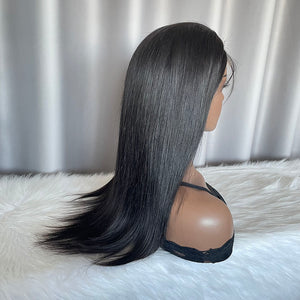 4x4 Closure Wig Straight Human Hair Lace Wigs Natural Color