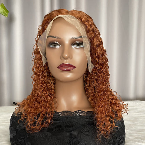 Coffe Jerry Curly Human Hair Wigs 13x4 Lace Frontal Wig