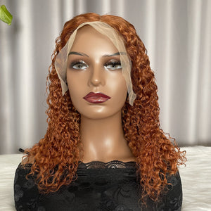 Coffe Jerry Curly Human Hair Wigs 13x4 Lace Frontal Wig