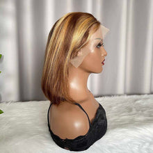 P4/27 Bob Lace Front Wig Highlight Brown Human Hair 13x4 Frontal Bob Wig