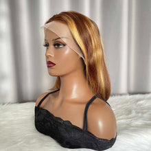 P4/27 Bob Lace Front Wig Highlight Brown Human Hair 13x4 Frontal Bob Wig