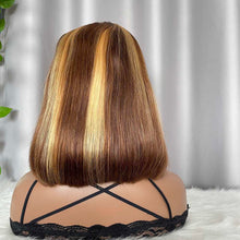 P4/27 Bob Lace Front Wig Highlight Brown Human Hair 13x4 Frontal Bob Wig