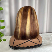 P4/27 Bob Lace Front Wig Highlight Brown Human Hair 13x4 Frontal Bob Wig