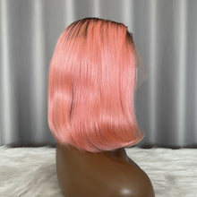 T Part Lace Wig Bob 1b/pink Human Hair Wigs