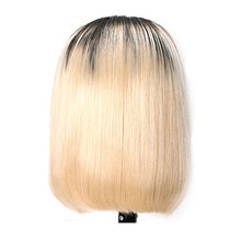 Blonde 613 Straight Human Hair Bob Wig With Bangs Brazilian Remy Virgin Hair Full Machine Wig