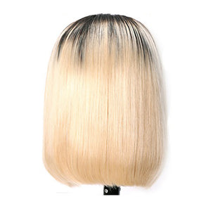 Blonde 613 Straight Human Hair Bob Wig With Bangs Brazilian Remy Virgin Hair Full Machine Wig