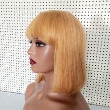 Machine Made Wig 100% Human Hair Bob Wig With Bangs For Black Women
