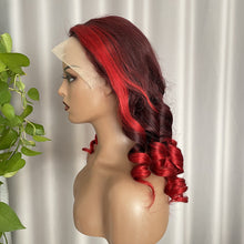 Ombre Highlight Red Burgundy 13x4 Lace Frontal Wig Brazilian Human Hair Wigs