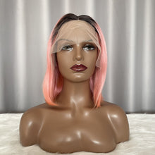 T Part Lace Wig Bob 1b/pink Human Hair Wigs