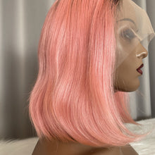 T Part Lace Wig Bob 1b/pink Human Hair Wigs