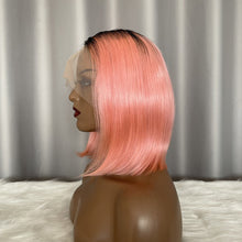 T Part Lace Wig Bob 1b/pink Human Hair Wigs