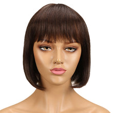 Machine Made Wig 100% Human Hair Bob Wig With Bangs For Black Women