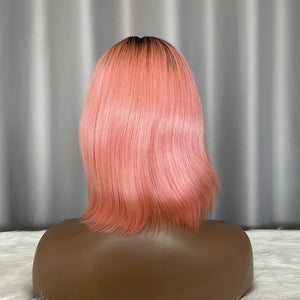 T Part Lace Wig Bob 1b/pink Human Hair Wigs