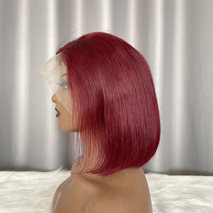 Burgundy Lace Front Wig Bob 99J Human Hair 13x4 Frontal Wig