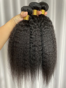 8A Kinky Straight Hair Bundles Natural Color Remy Human Hair Weft Free Shipping