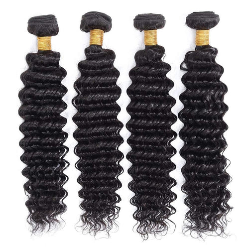 9A Deep Wave Hair Bundles Natural Color Virgin Human Hair Weft Free Shipping
