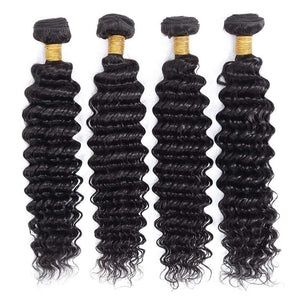 9A Deep Wave Hair Bundles Natural Color Virgin Human Hair Weft Free Shipping