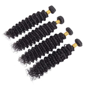 9A Deep Wave Hair Bundles Natural Color Virgin Human Hair Weft Free Shipping