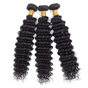 9A Deep Wave Hair Bundles Natural Color Virgin Human Hair Weft Free Shipping