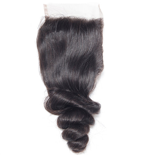 4x4 Lace Closure Loose Wave 100% Virgin Human Hair Closure Free Shipping